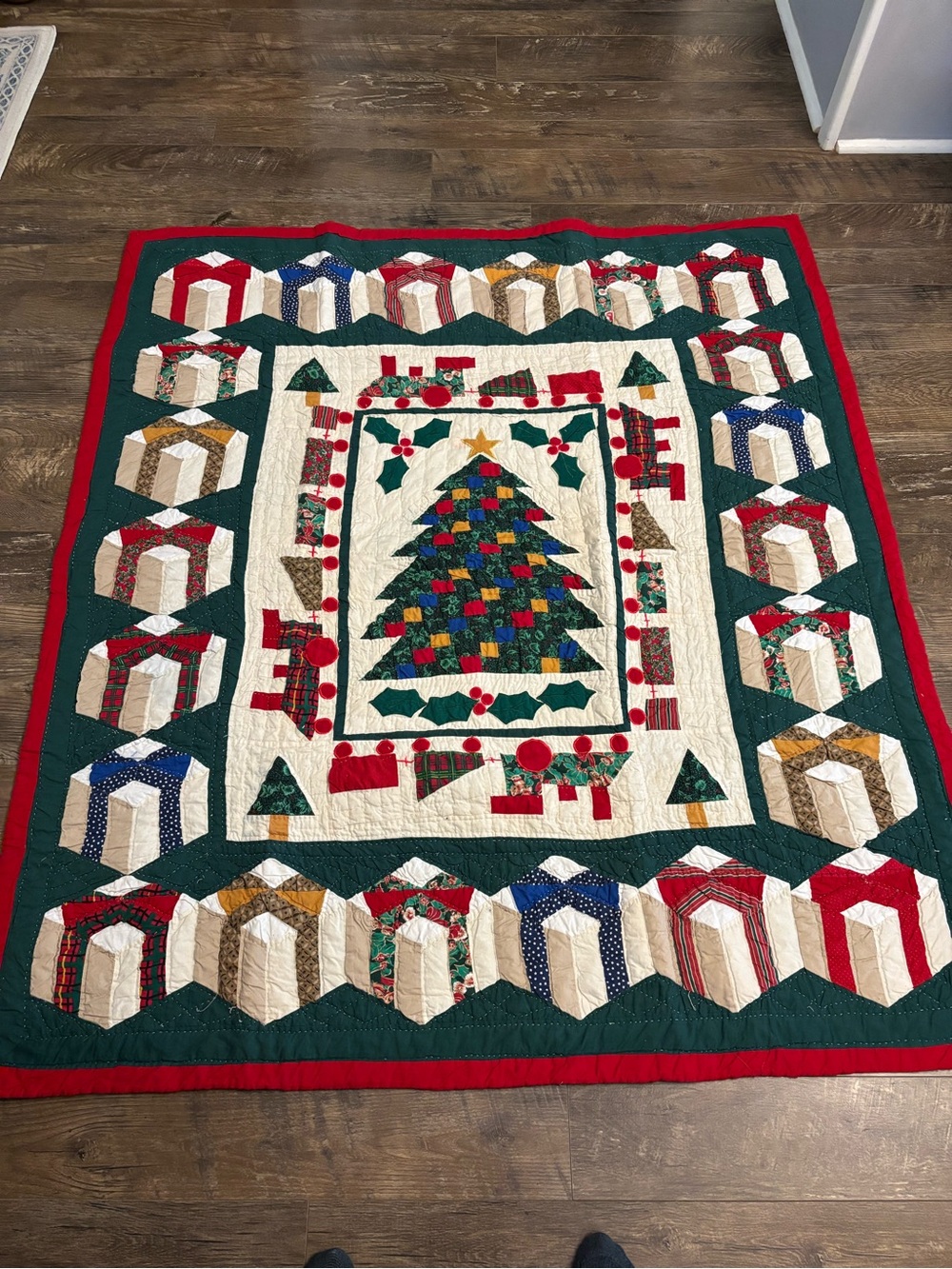 American Pacific Christmas Train Patchwork Quilted Thro/ Wall hanging 50” x 56.5